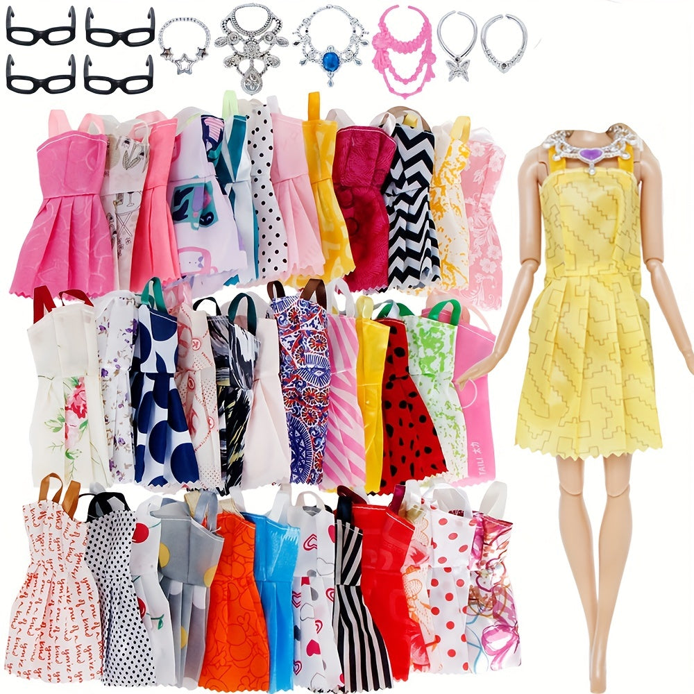 20pcs Mixed Mini Dress Necklaces Glasses Doll Accessories NO DOLL