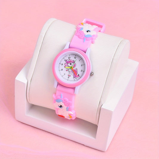 Kids 3D Cartoon Quartz Watch Silicone Strap Plastic Case Gift