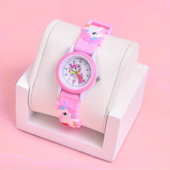 Kids 3D Cartoon Quartz Watch Silicone Strap Plastic Case Gift