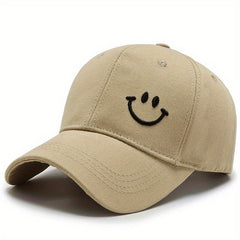 Smiling Embroidery Baseball Cap Solid Casual Dad Hats Unisex Couple Sun Hat