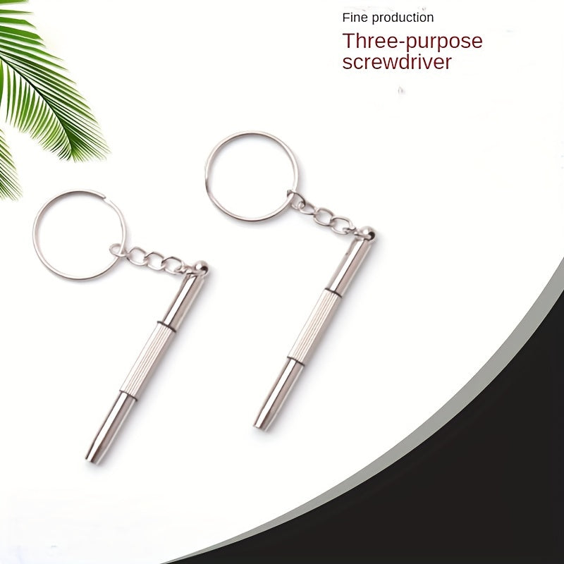 Stainless Steel Eyeglass Repair Screwdriver Keychain Tool Kit