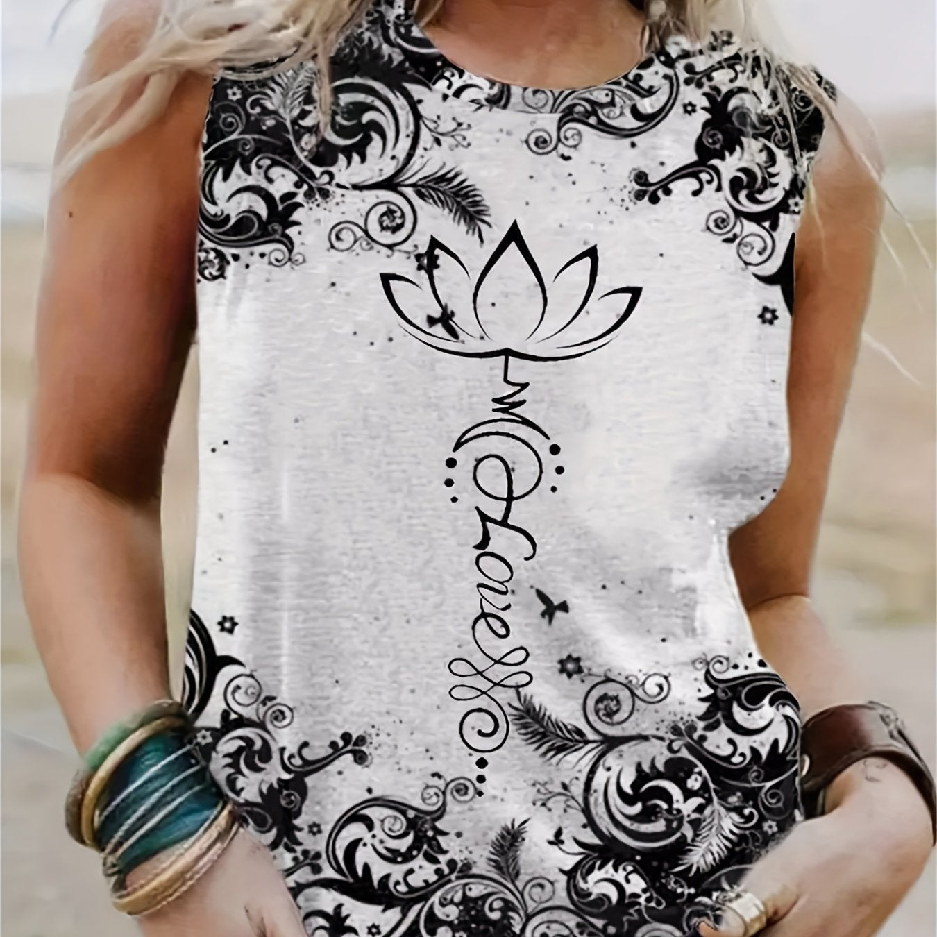 Paisley Print Tank Top Sleeveless Casual Summer Women's Clothing
