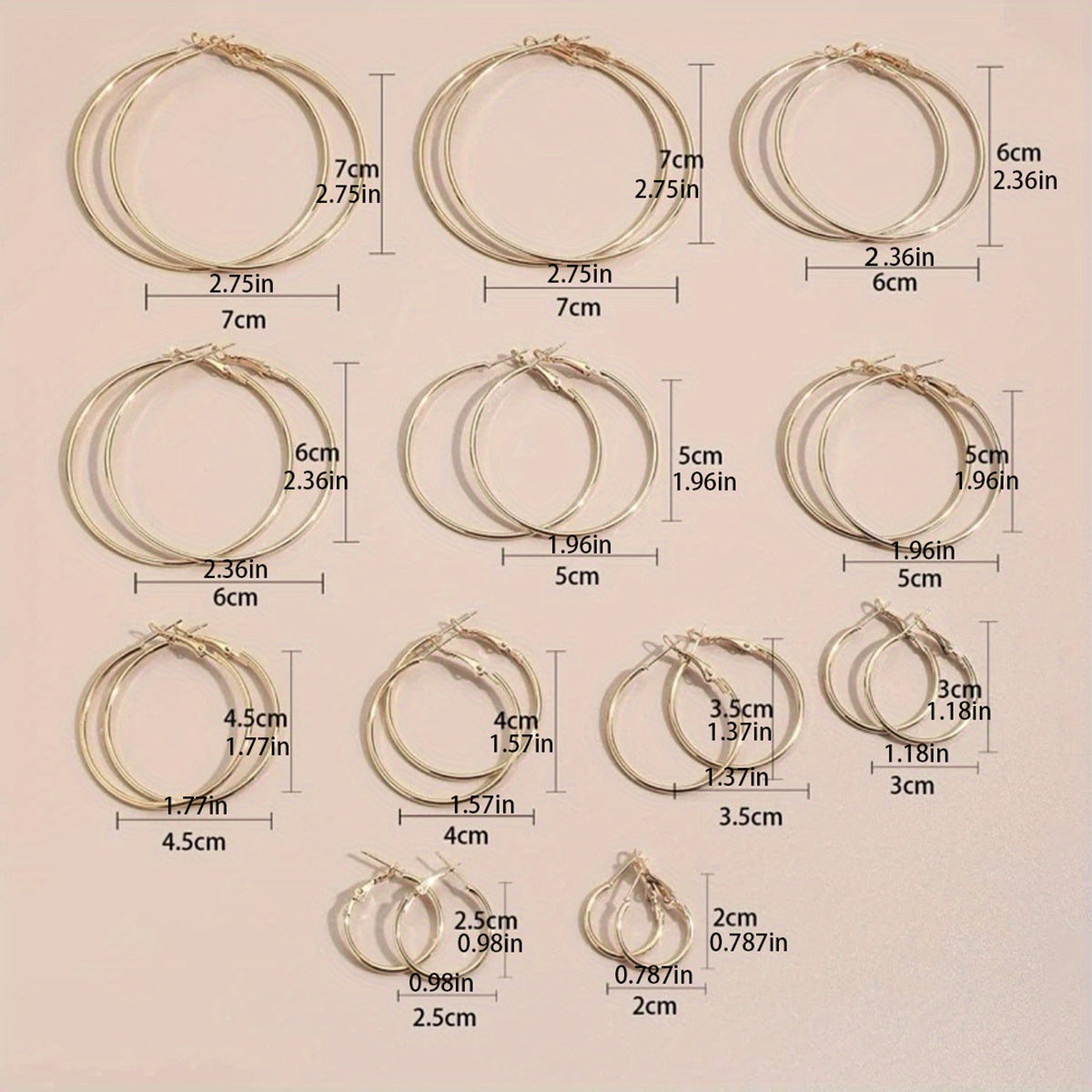 3 Pairs Golden Big Hoop Earrings Set for Women Girls