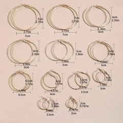3 Pairs Golden Big Hoop Earrings Set for Women Girls