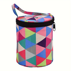 Wool Yarn Storage Bag Decorative Printed Cylindrical Knitting Yarn Storage