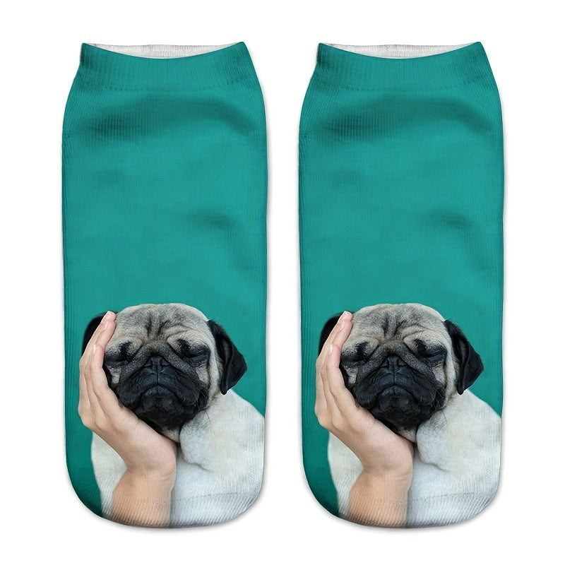 3D Dog Pattern Comfy Low Cut Socks Women's Stockings Hosiery