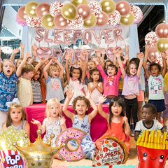Sleepover Party Decorations Letter Heart Latex Balloons Girls Supplies