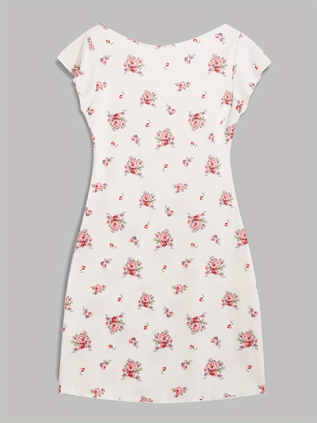 Floral Print NightDress Soft & Comfy Crew Neck Pajama Dress