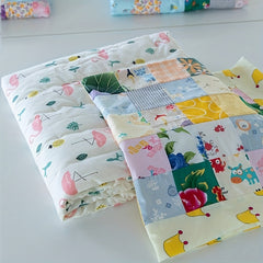 6pcs Gray Flower Grass Leaf Cloth Set Dark Plaid Striped Cloth Set Bag DIY