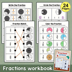 Math Practice Worksheets for Kids Learning Fractions