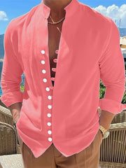 Men's Solid Short Sleeve Shirt for Summer Vacation