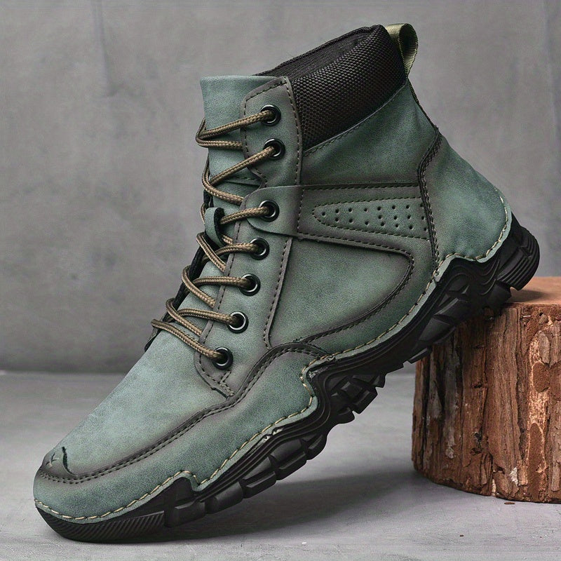 Men's Non Slip Motorcycle Boots Outdoor Lace Up Boots