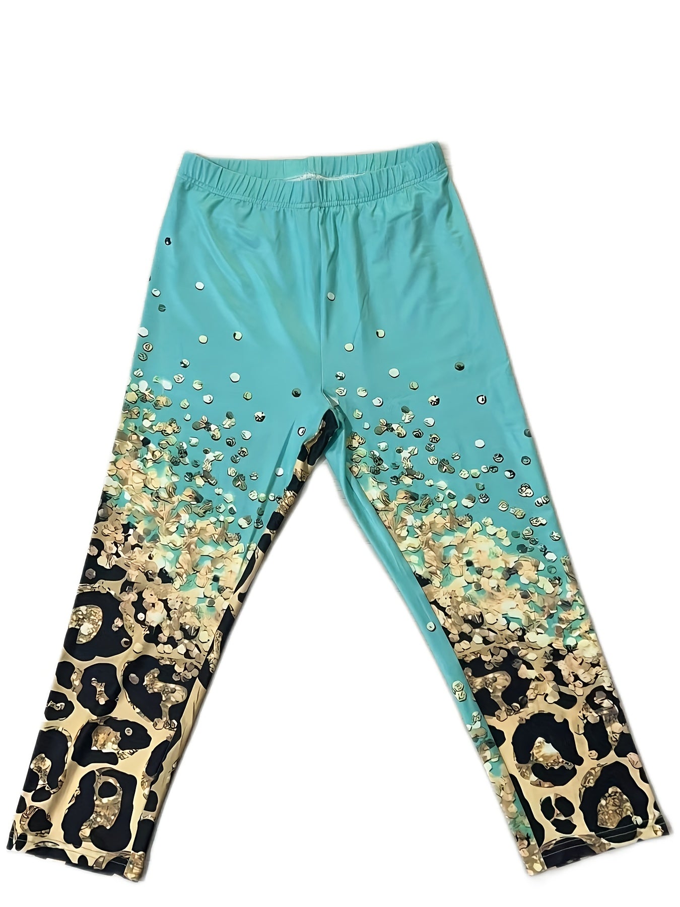 Leopard Print Skinny Capris Leggings Elastic Waist Cropped Leggings
