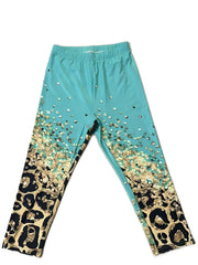 Leopard Print Skinny Capris Leggings Elastic Waist Cropped Leggings