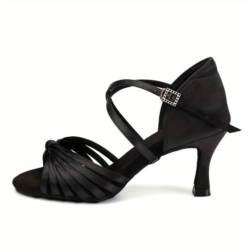 Stylish Latin Dance Shoes with Cross Straps & Medium Heel