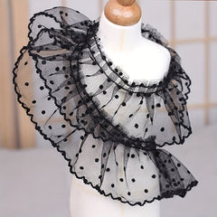 5pcs Lace Mesh Pleated Lace Polka Dot Clothing Cuffs Skirt Accessories