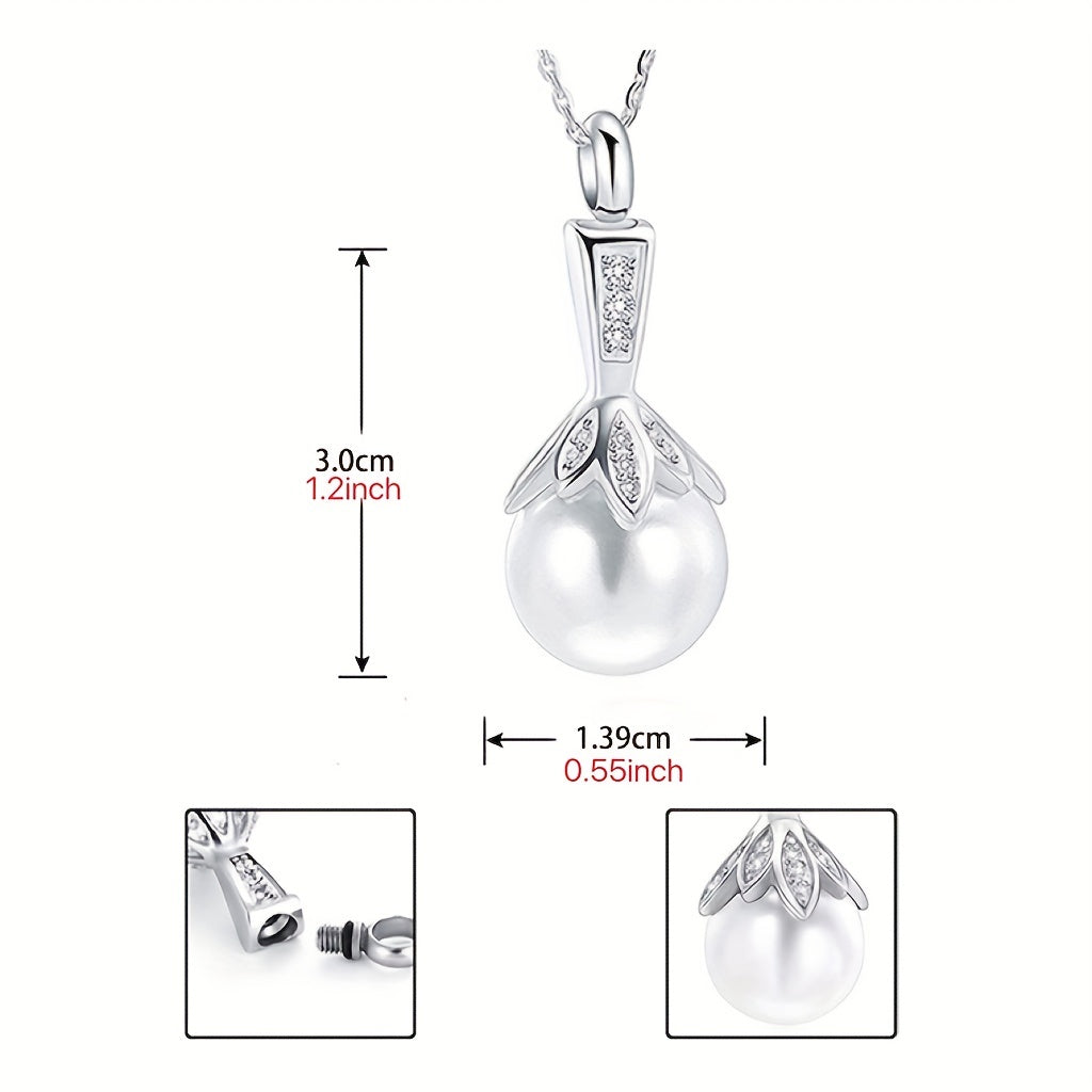 Pearl Urn Necklace Ashes Memorial Cremation Faux Pearl Pendant Jewelry