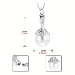 Pearl Urn Necklace Ashes Memorial Cremation Faux Pearl Pendant Jewelry
