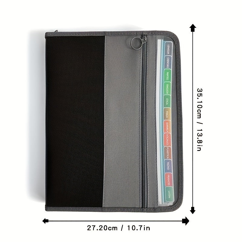 Expanding File Folder 13 Pocket Organizer A4 Letter Size Zipper Closure