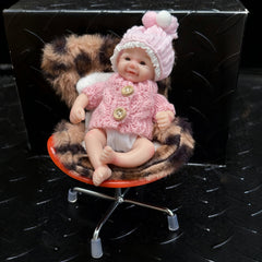 6 Inch Silicone Reborn Kids Doll Soft Hand Painted Full Body with Pink Sweater