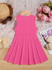 Girls' Basic Sundress Plain Sleeveless Tank Dress Holiday Style