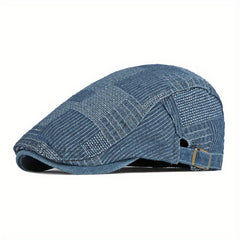 Washed Denim Men Hats Autumn Beret Caps Irish Buckle Cabbie Hat