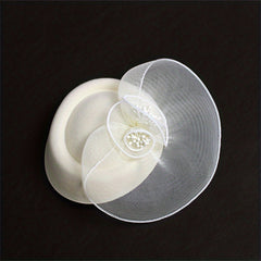Beige Mesh Flower Fascinators Hat Derby Wedding Cocktail Tea Party
