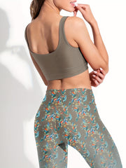 Slim Yoga Sports Bra & Floral Print Leggings Women's Activewear Set
