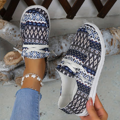 Geometric Graphic Canvas Shoes Tribal Style Low Top Slip On Shoes
