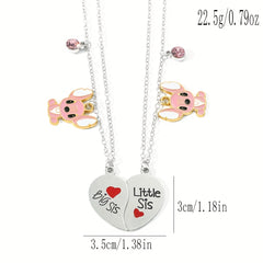2pcs Matching Heart Necklaces Animal Pendant Birthday Christmas Jewelry