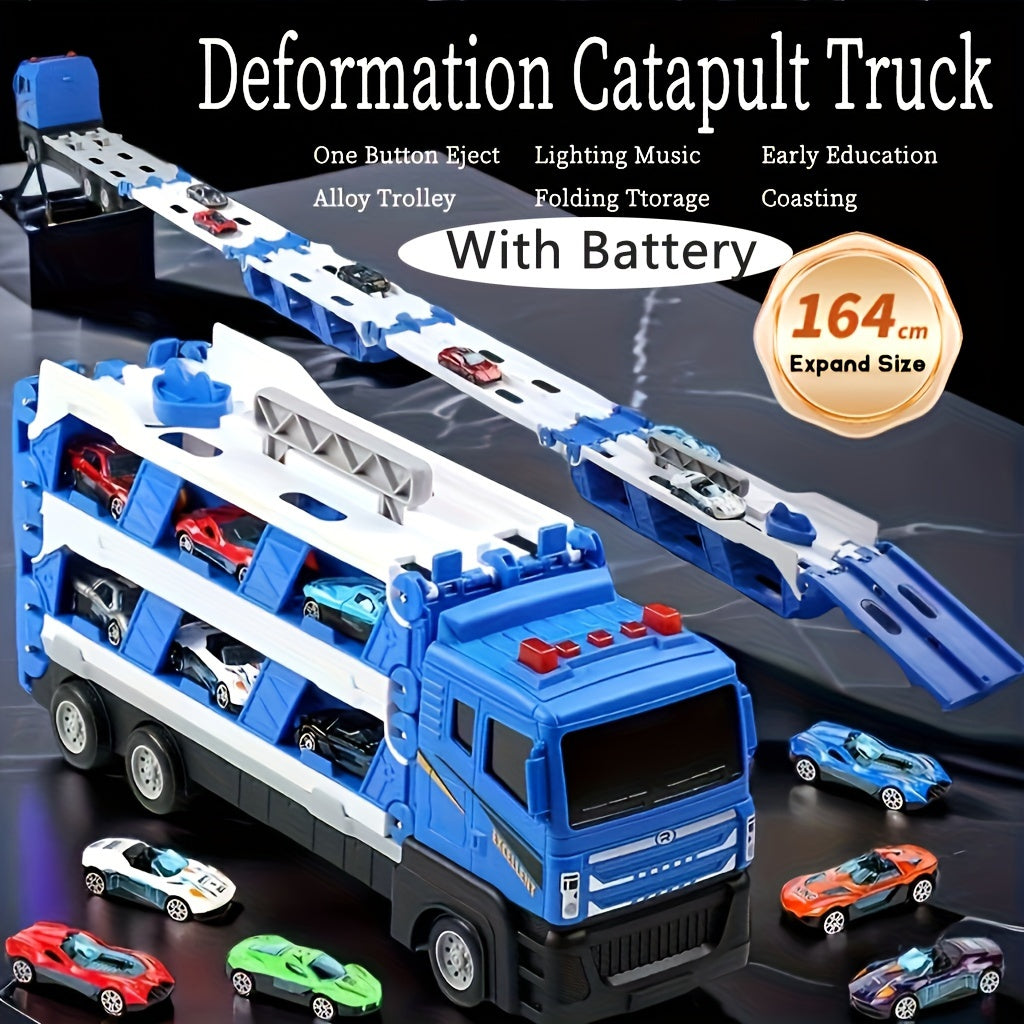 Truck Toys 64 Inch Ejection Race Track with 4 Alloy Cars