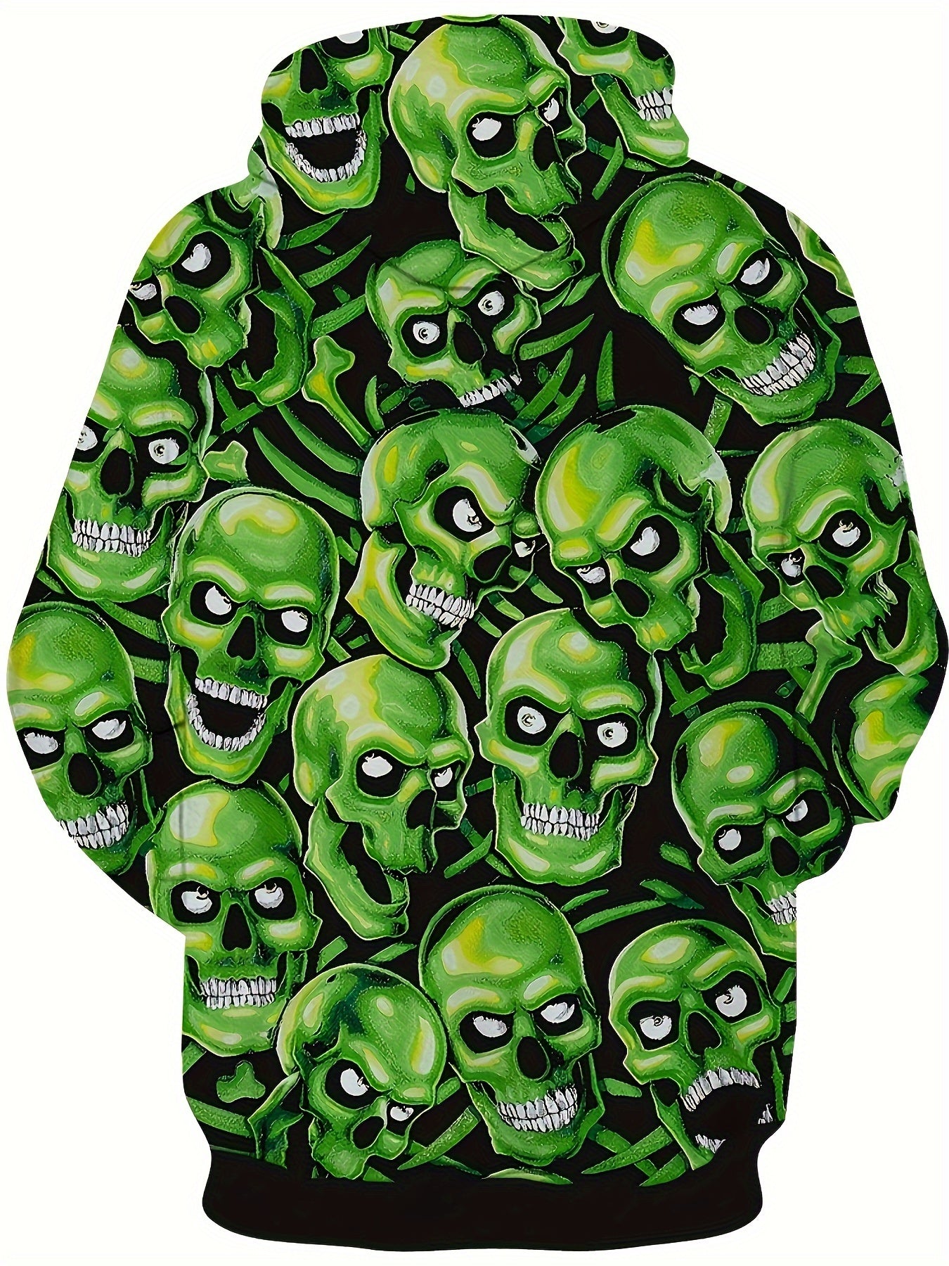 Green Skull 3D Print Hoodie Men's Graphic Pullover