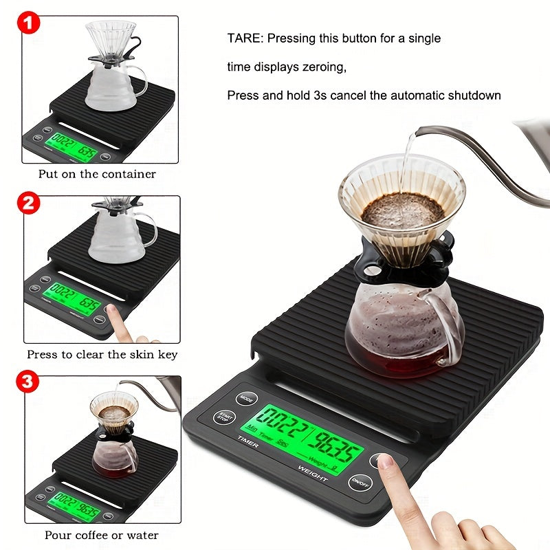 3KG 5KG Digital Coffee Baking Scale with Timer Easy to Use
