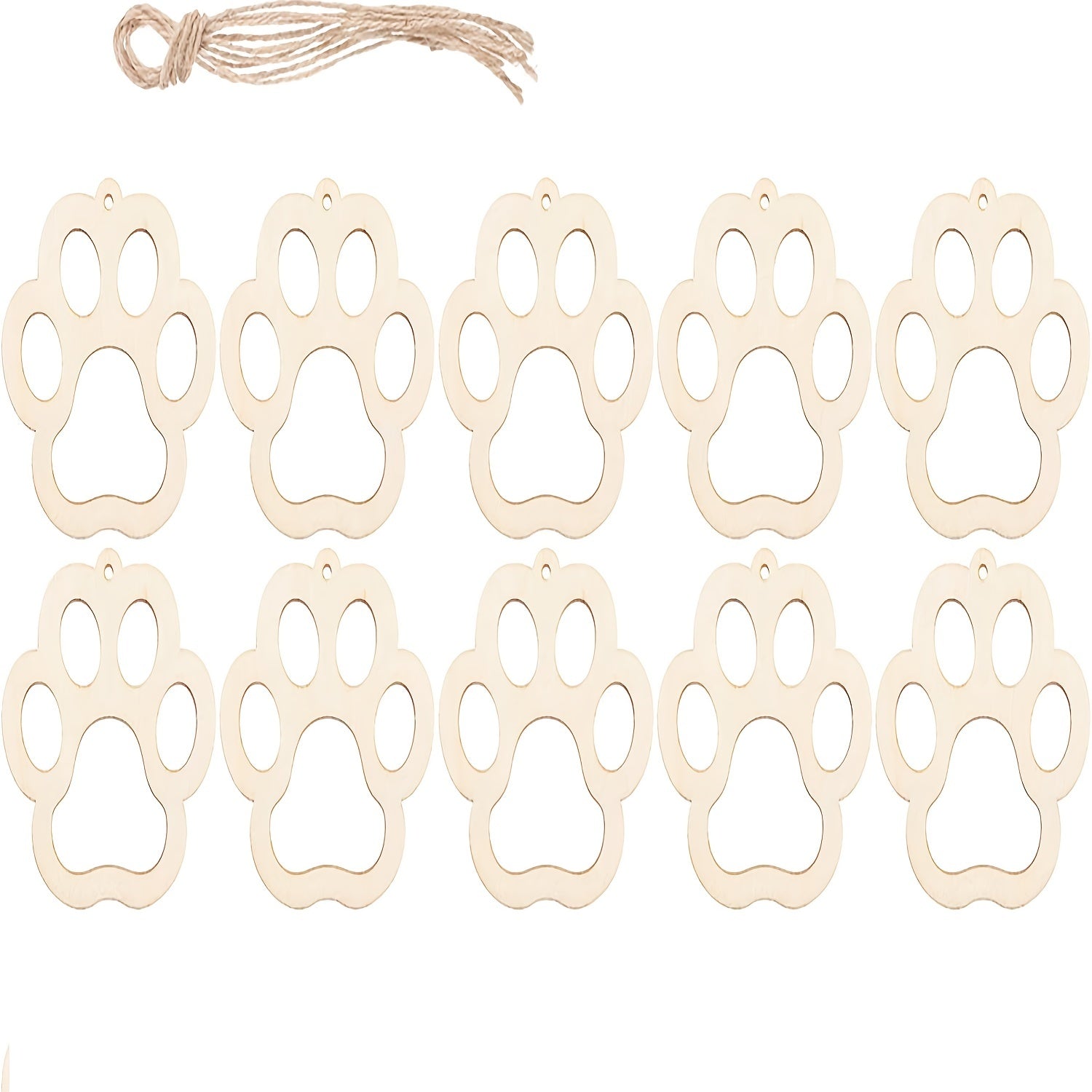 10pcs DIY Pet Paw Wooden Discs Create Your Own Crafts