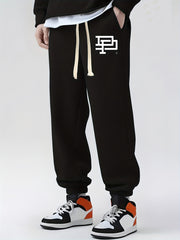 Geometric Pattern Drawstring Sweatpants Loose Fit Joggers For Men Spring Autumn