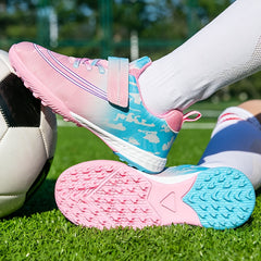 Men's TF Football Boots Hook Loop Fastener Anti-slip Soccer Cleats