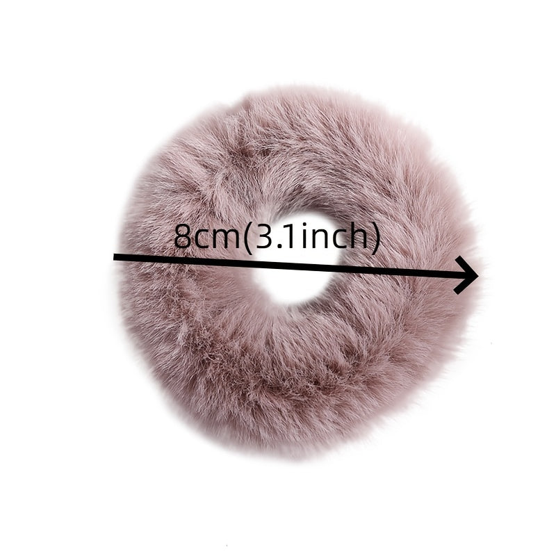 6Pcs Fuzzy Furry Fur Hair Elastics Tie Scrunchies Hair Accessories