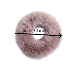 6Pcs Fuzzy Furry Fur Hair Elastics Tie Scrunchies Hair Accessories