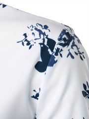 Men s Formal Flower Print Button Up Shirt for Business Occasion