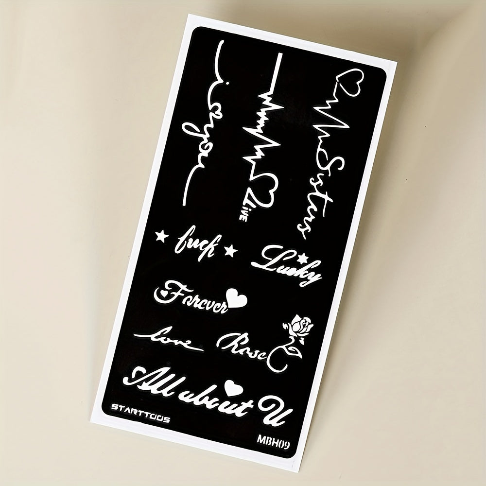 2 Sheets Hollow Juice Dye Paste Floral Feather Word Pattern Body Tattoo