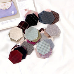 50pcs Hexagon Yarn dyed Fabric Patchwork Quilts Mixed Sewing Accessories