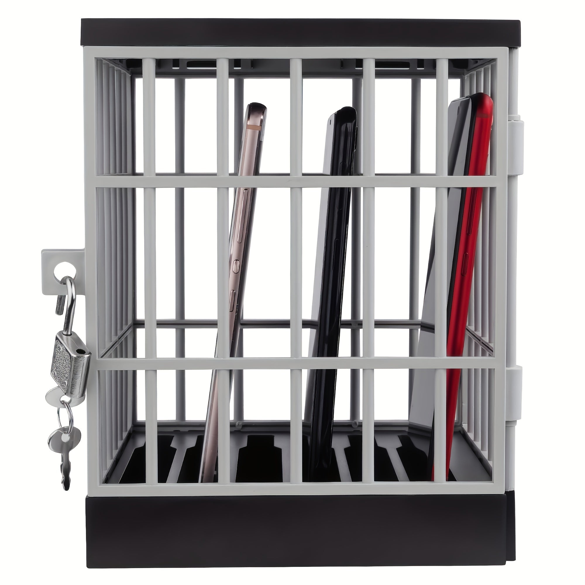 6 Slot Phone Jail Cell Lock Up Safe with Secure Lock Gray