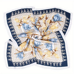 Floral Print Silk Square Scarf Bandana Shawl Neck Hair Accessory