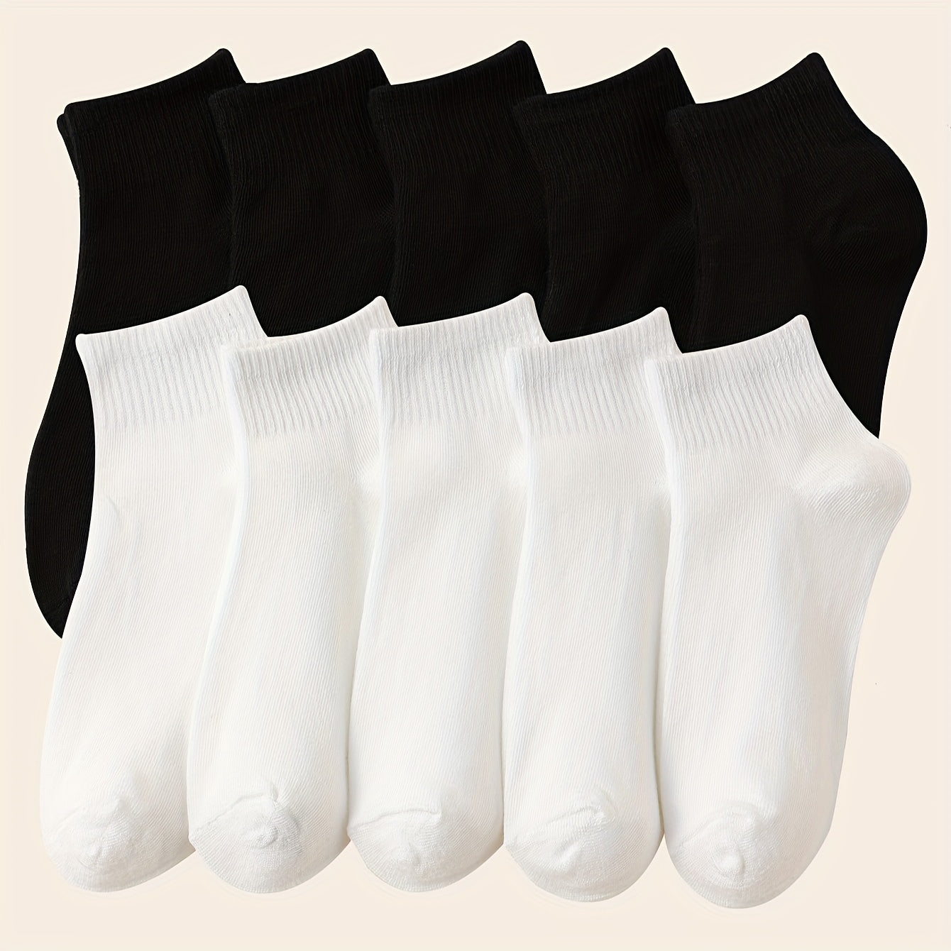 10 Pairs Women's Crew Socks Solid Color Comfy & Breathable Short Stockings