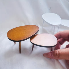 1/12 Dollhouse Wooden Furniture Triangular Coffee Table and Computer Desk Set