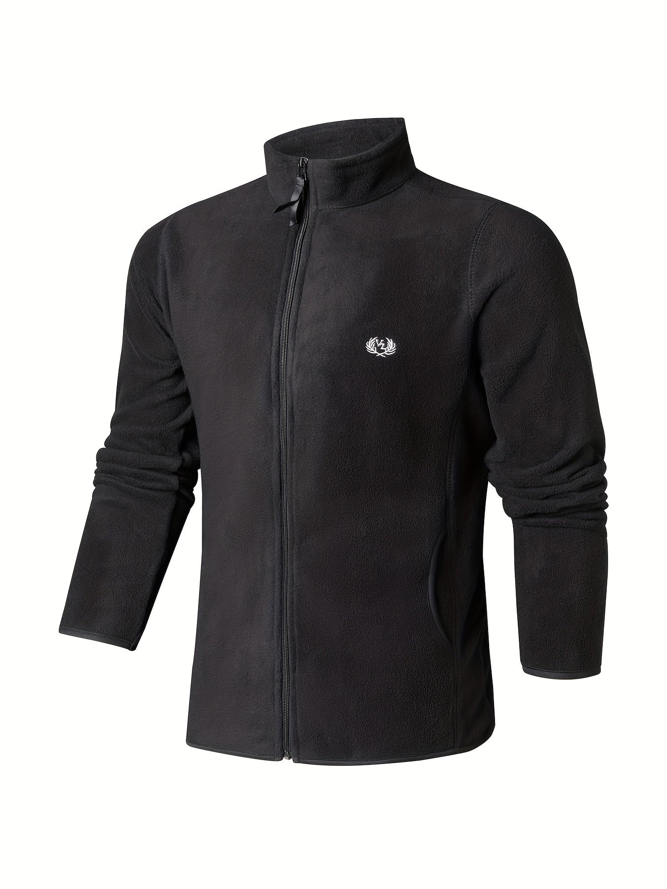 Men's Stand Collar Fleece Jacket Zipper Coat Gym Sports Warm Spring Autumn