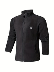 Men's Stand Collar Fleece Jacket Zipper Coat Gym Sports Warm Spring Autumn