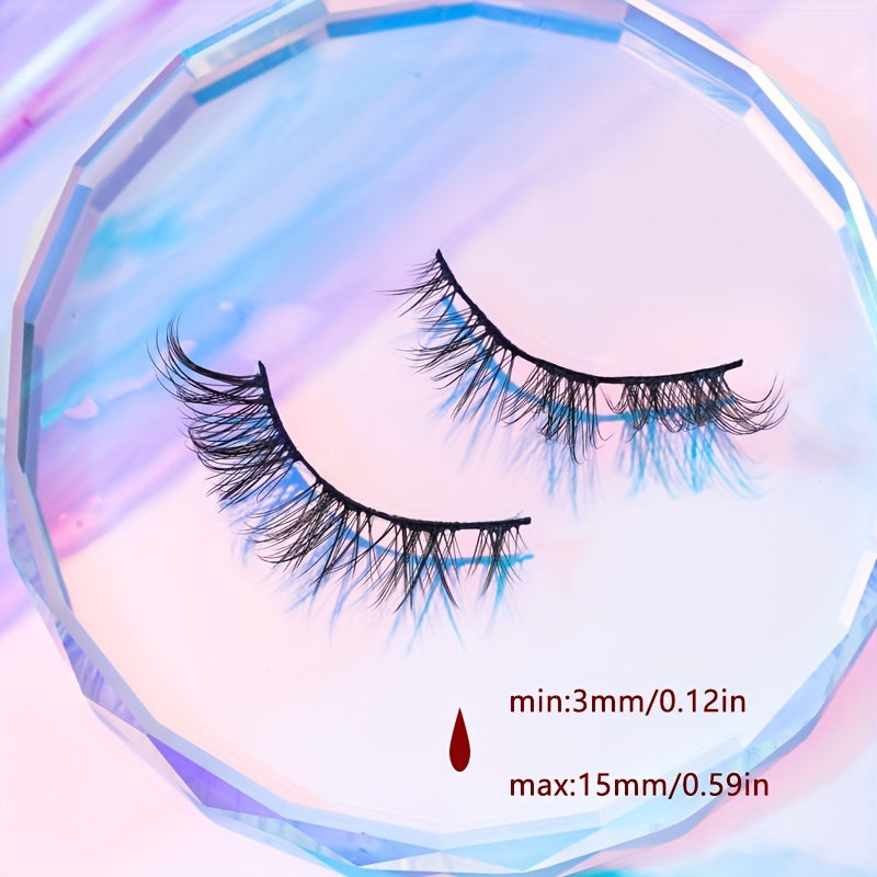 5 Pairs Fishtail Look False Eyelashes 15mm Volumized Cross Strip Lashes