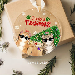 Acrylic Sunglasses Cat Christmas Style Decoration Pendant