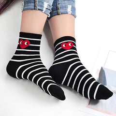 Heart Pattern Crew Socks Women's Stockings